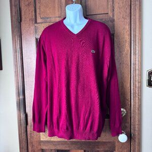 Lacoste Cranberry Cotton V-Neck Sweater FR9/US 4X